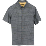 着物アロハシャツ チャコールグレー・縞模様 大島紬 XL22-141