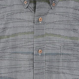 着物アロハシャツ チャコールグレー・縞模様 大島紬 XL22-141