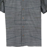 着物アロハシャツ チャコールグレー・縞模様 大島紬 XL22-141