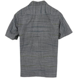 着物アロハシャツ チャコールグレー・縞模様 大島紬 XL22-141