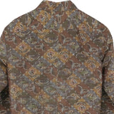 着物アロハシャツ 長袖 ブラウン・格子と花柄 XL231