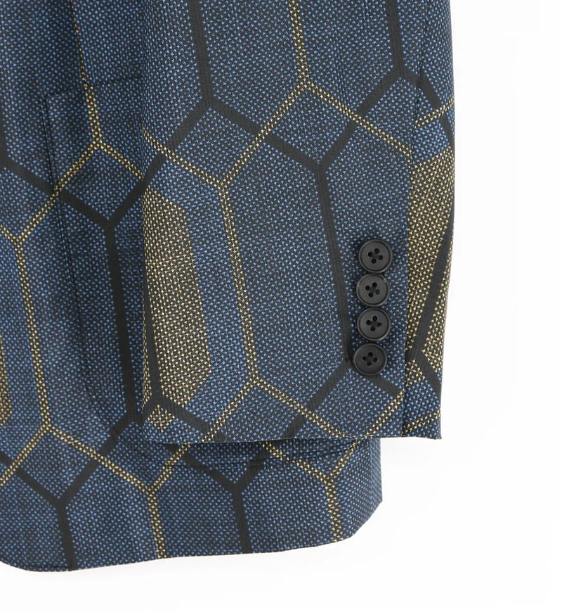着物ジャケット ネイビー・亀甲柄 大島紬 L23-07|FAR EAST FABRIC 着物ジャケット ネイビー・亀甲柄 大島紬 L23-07|FAR EAST FABRIC