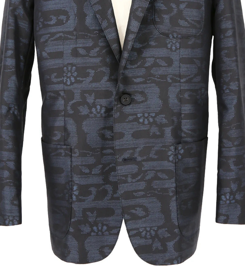 着物ジャケット ネイビー・波の模様 大島紬 XL23-04|FAR EAST FABRIC 着物ジャケット ネイビー・波の模様 大島紬 XL23-04|FAR EAST FABRIC