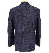 着物ジャケット ネイビー・花柄 紬 XL26-01