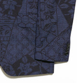 着物ジャケット ネイビー・花柄 紬 XL26-01