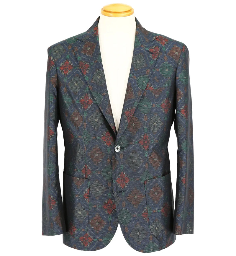 着物ジャケット ダークグリーン・花柄 大島紬 TM23-01|FAR EAST 着物ジャケット ダークグリーン・花柄 大島紬 TM23-01|FAR EAST