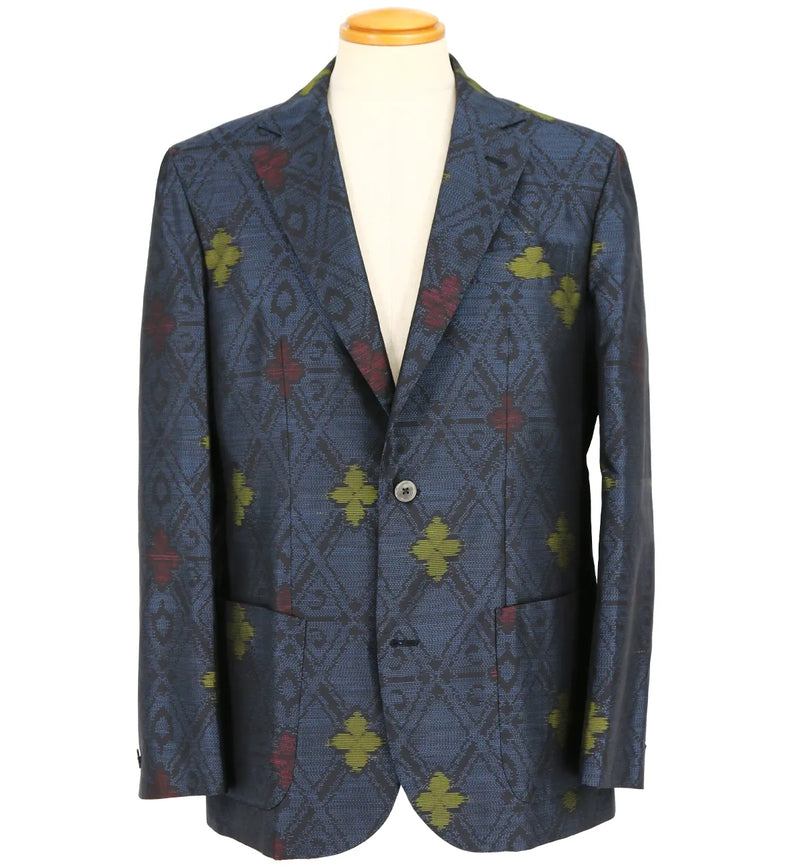 着物ジャケット ネイビー・花柄 大島紬 TXL23-01|FAR EAST FABRIC 着物ジャケット ネイビー・花柄 大島紬 TXL23-01|FAR EAST FABRIC