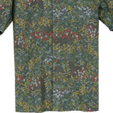 着物シャツ グリーン・葉っぱ文様 大島紬 L23-38