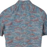 着物シャツ ブルー・雲の柄 大島紬 L23-54