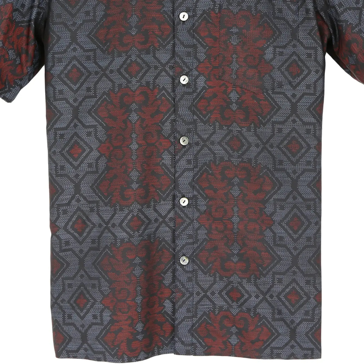 着物リメイクシャツ ネイビー・花の文様 大島紬 L23-58|FAR EAST FABRIC 着物リメイクシャツ ネイビー・花の文様 大島紬 L23-58|FAR EAST FABRIC