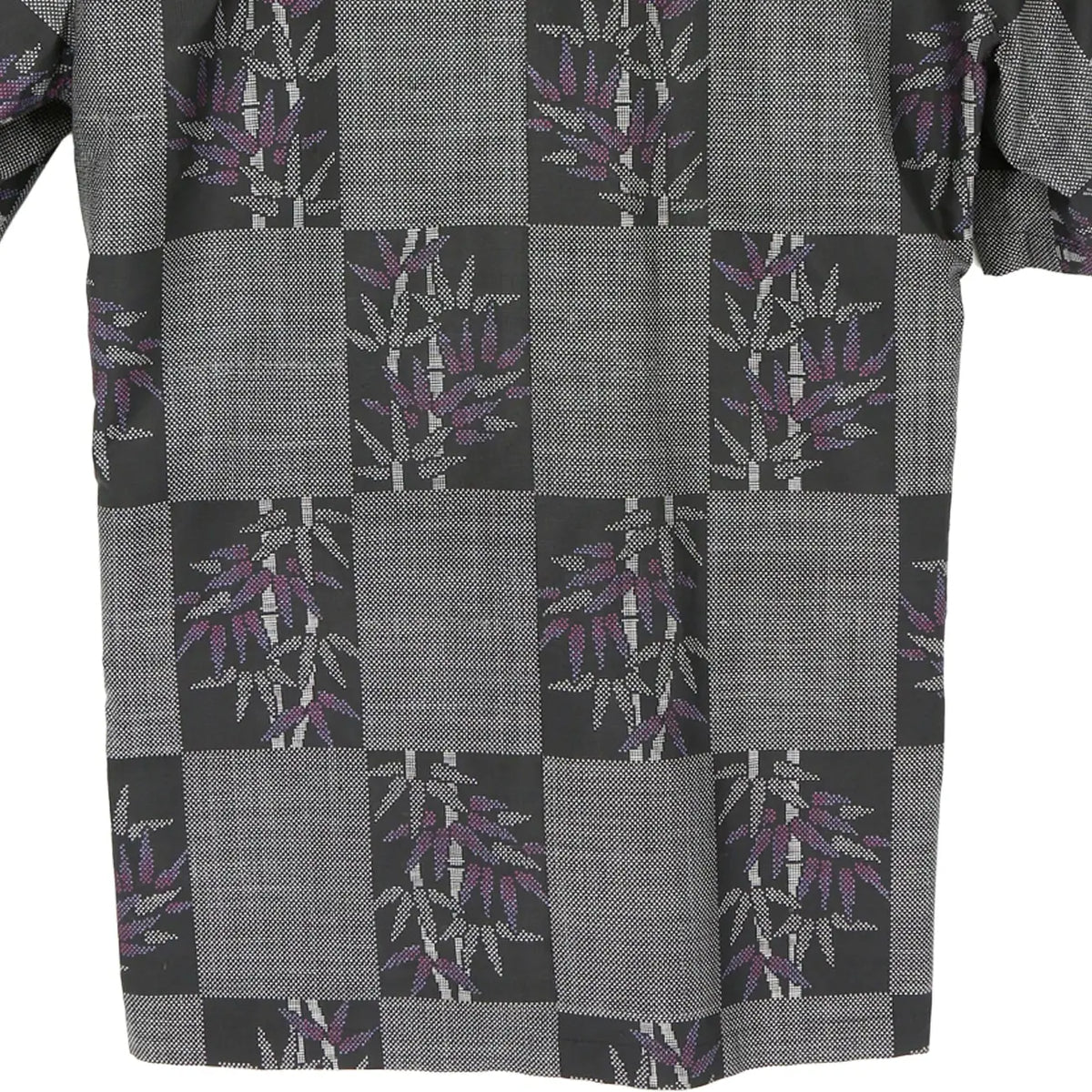 着物シャツ グレー・竹と笹の葉 大島紬 L23-59｜FAR EAST FABRIC