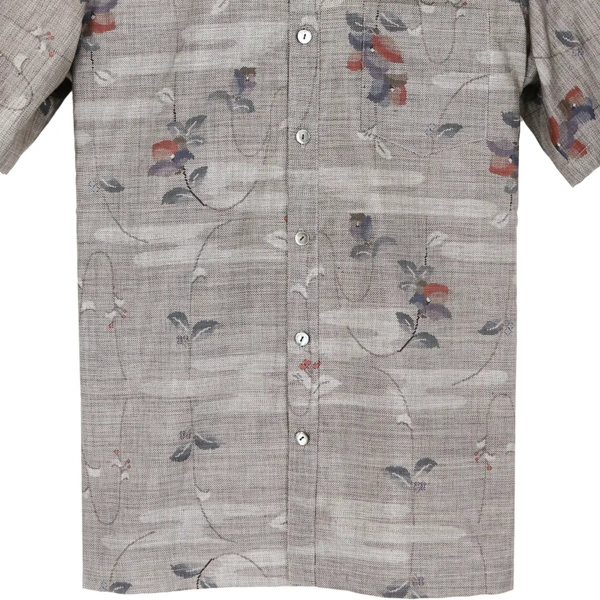 着物シャツ グレー・雲とお花柄 大島紬 L23-61｜FAR EAST FABRIC