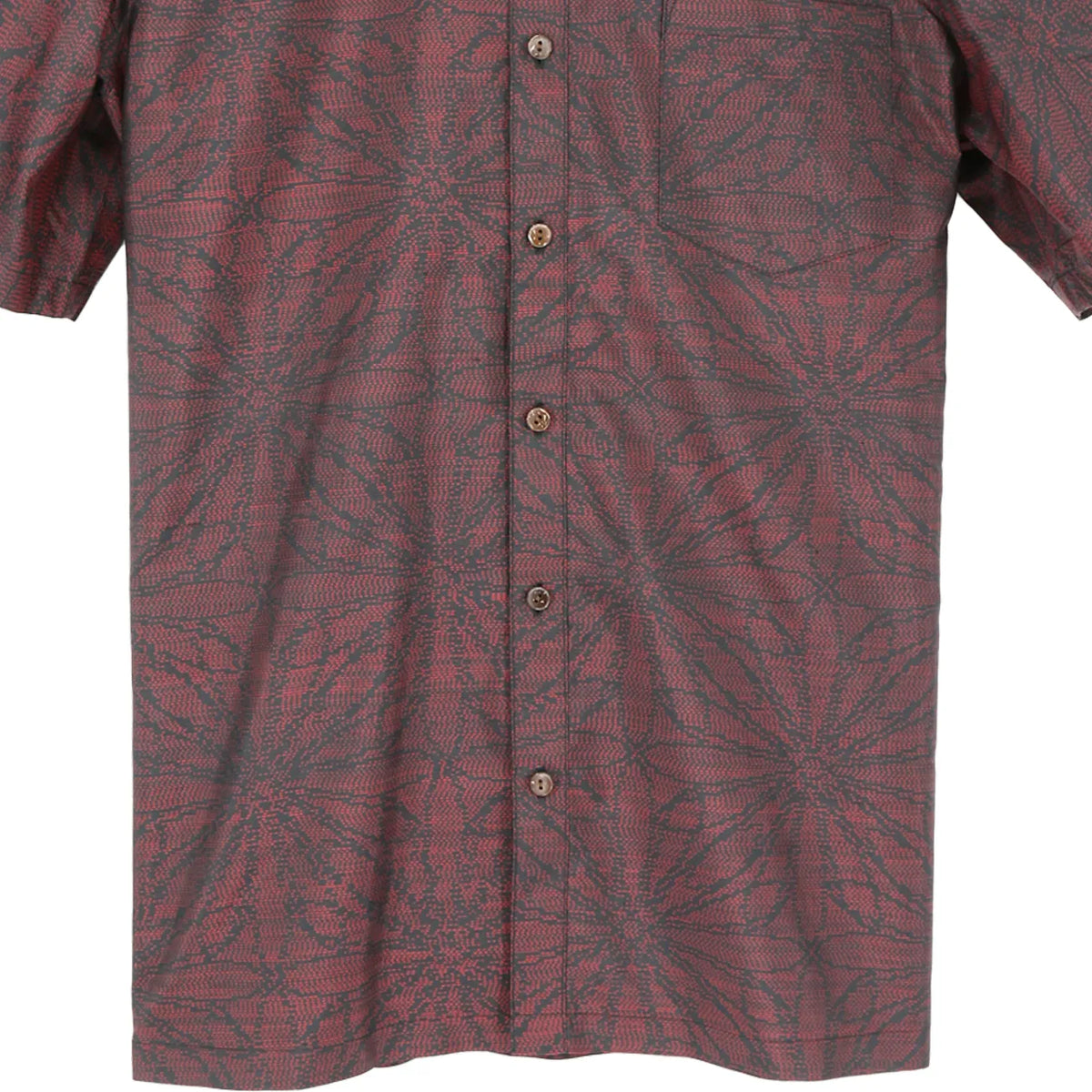 着物シャツ 臙脂色・花柄 大島紬 L23-65｜FAR EAST FABRIC