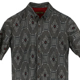 着物リメイクシャツ ダークグレー・蜀江柄 大島紬 L26-01