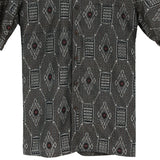 着物リメイクシャツ ダークグレー・蜀江柄 大島紬 L26-01