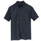 着物リメイクシャツ ダークネイビー・小紋様 大島紬 L26-02