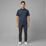 着物リメイクシャツ ダークネイビー・小紋様 大島紬 L26-02