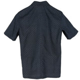 着物リメイクシャツ ダークネイビー・小紋様 大島紬 L26-02