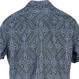 着物アロハシャツ ブルー・龍郷 花柄 大島紬 XL23-45