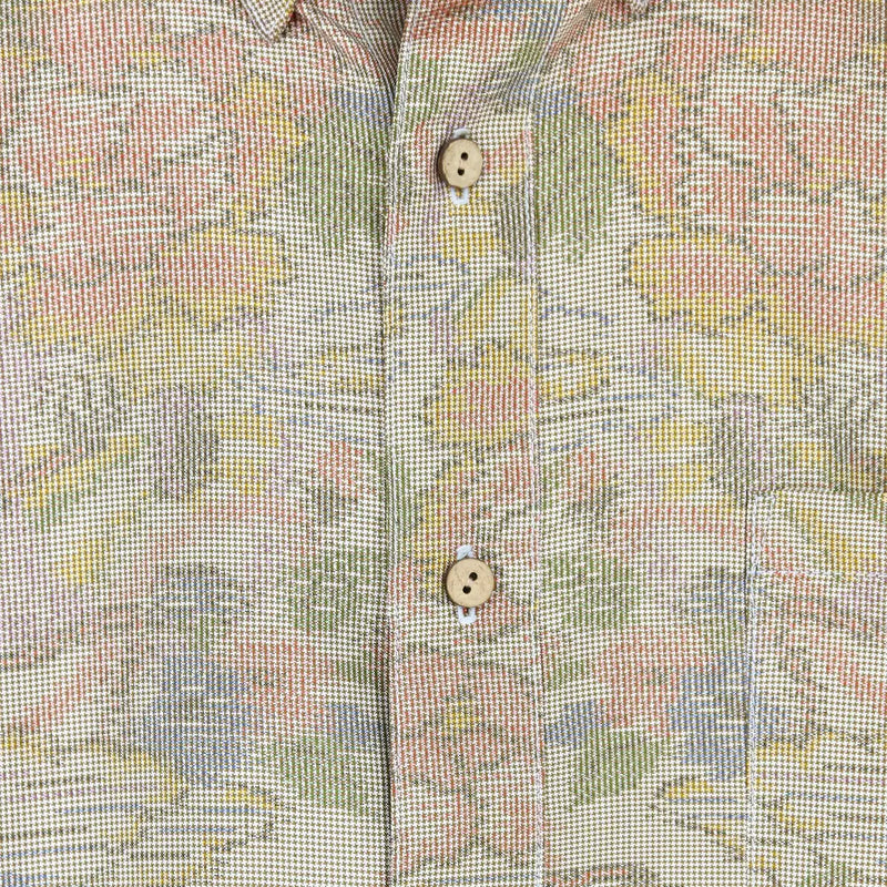 着物シャツ ベージュ・お花柄 大島紬 XL23-52