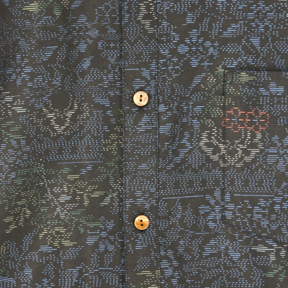 着物シャツ ダークネイビー・植物柄 大島紬 XL23-79｜FAR EAST FABRIC