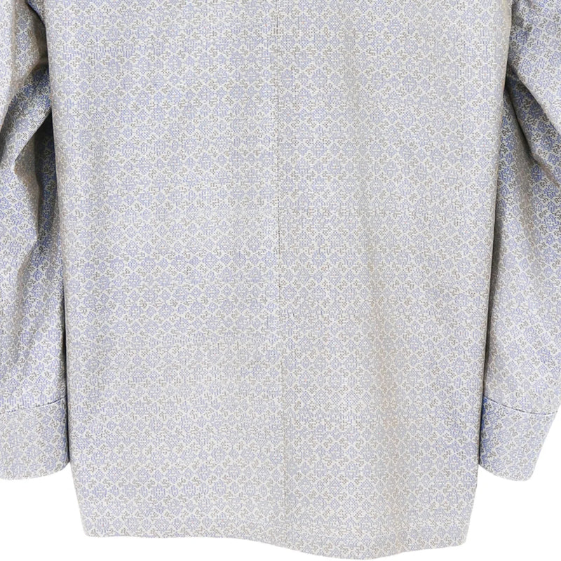着物シャツ 長袖 淡い青・細かい文様 大島紬 XL23-80