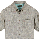 着物リメイクシャツ アイボリー・花紋様 大島紬 XL26-01