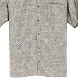 着物リメイクシャツ アイボリー・花紋様 大島紬 XL26-01