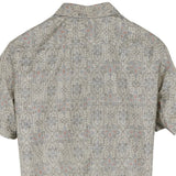 着物リメイクシャツ アイボリー・花紋様 大島紬 XL26-01