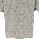 着物リメイクシャツ アイボリー・花紋様 大島紬 XL26-01