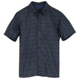 着物リメイクシャツ ネイビー・和柄 大島紬 XL26-03