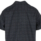 着物リメイクシャツ ネイビー・和柄 大島紬 XL26-03