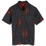 着物リメイクシャツ ネイビー・花紋様 大島紬 XL26-19