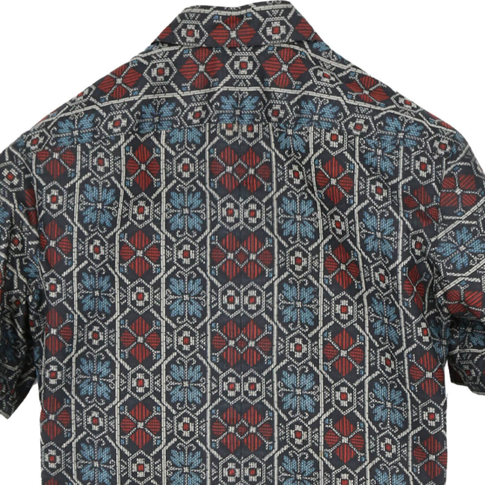 着物アロハシャツ 青と赤・花の文様 L2147｜FAR EAST FABRIC